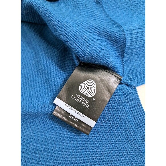 Katherine Barclay 100% Merino Extra Fine Wool V-Neck Sweater Teal Blue Medium - Picture 3 of 8